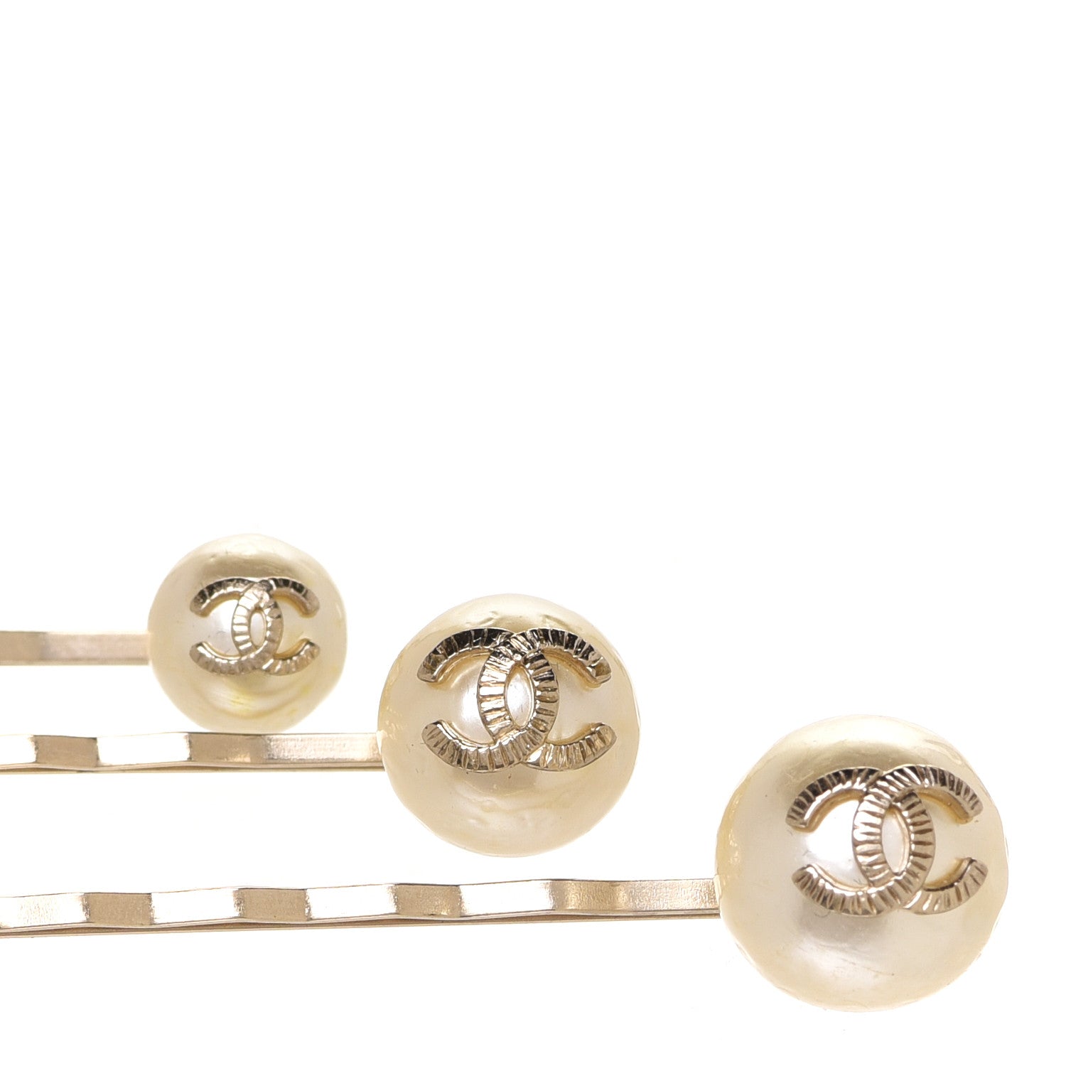 Chanel Pearl CC Hair Clip Barrette Set of 3 3 of 5