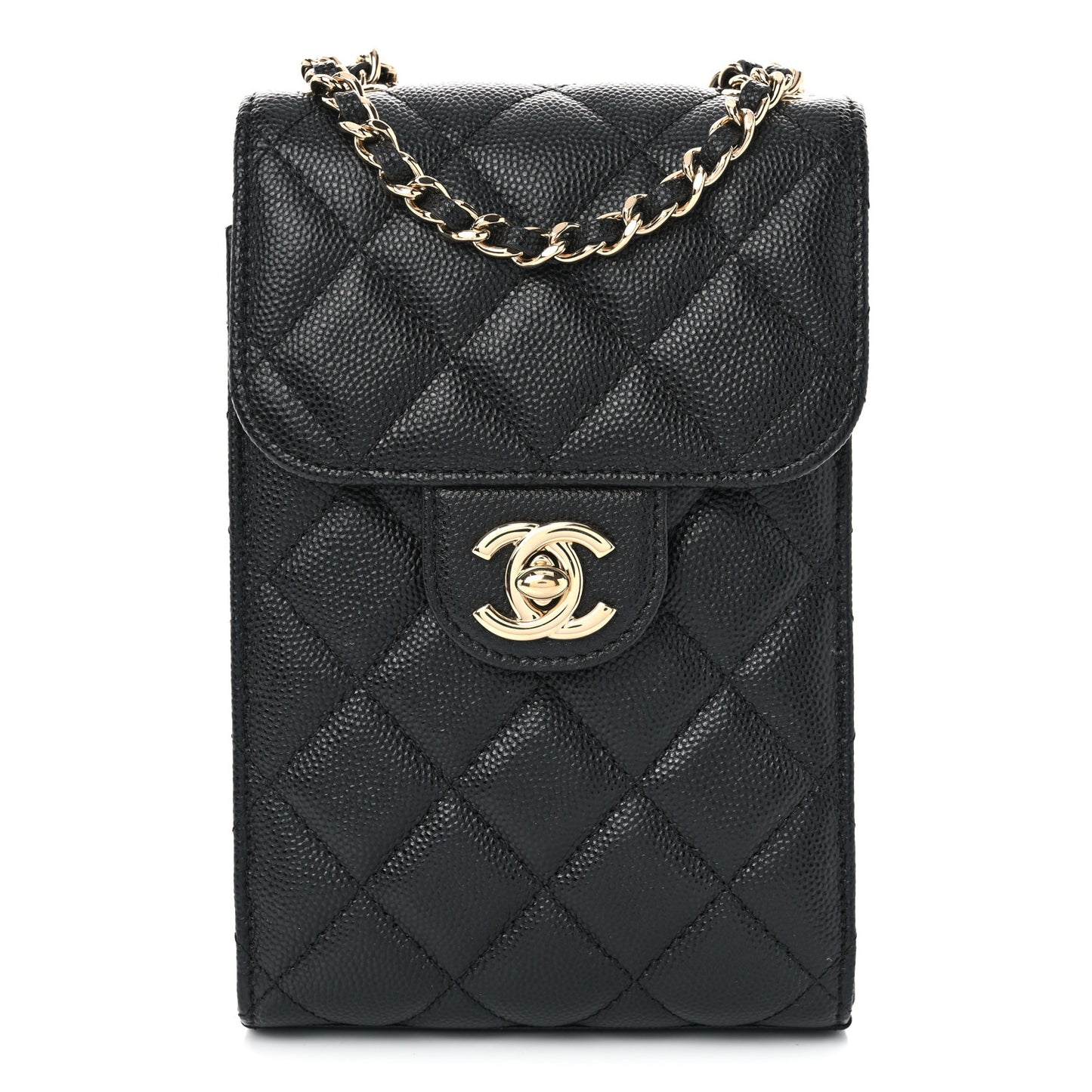 Caviar Quilted Classic Phone Holder Black