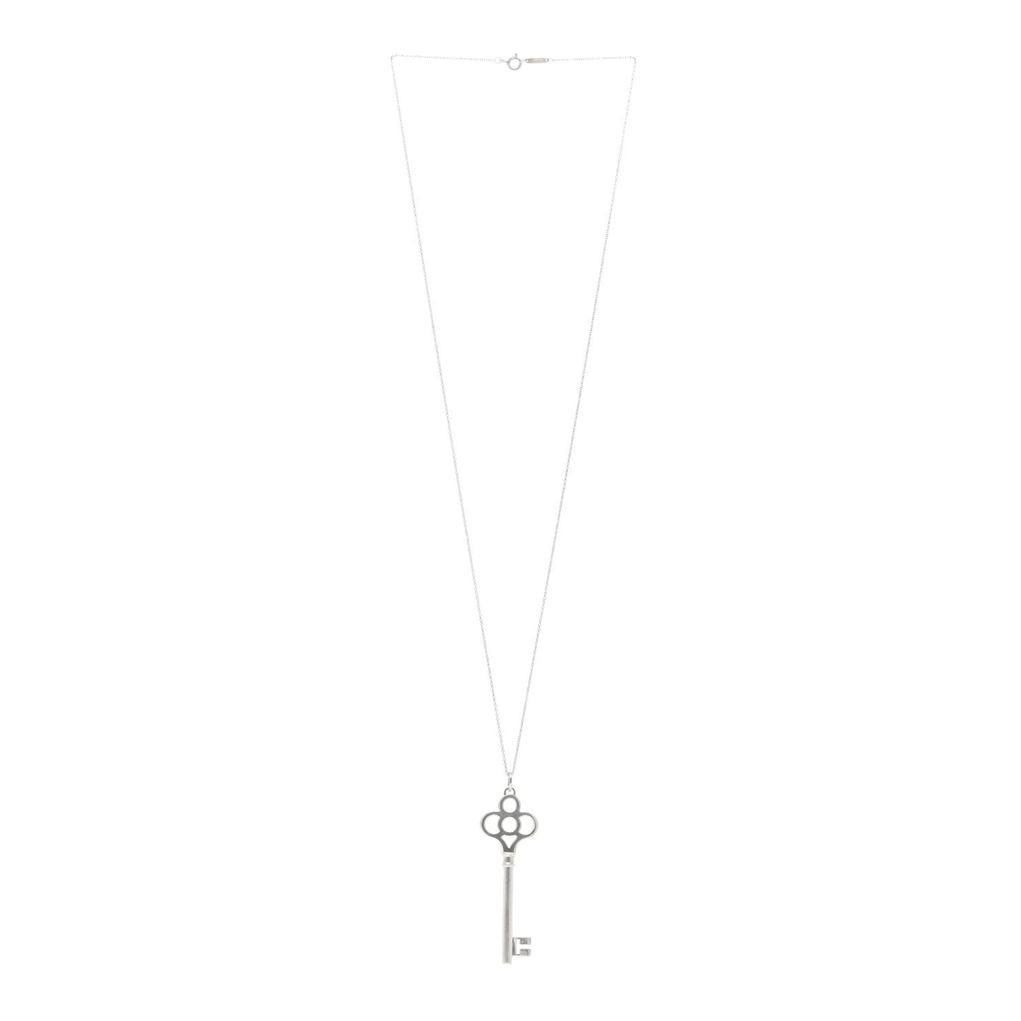 Sterling Silver Large Crown Key Pendant Necklace