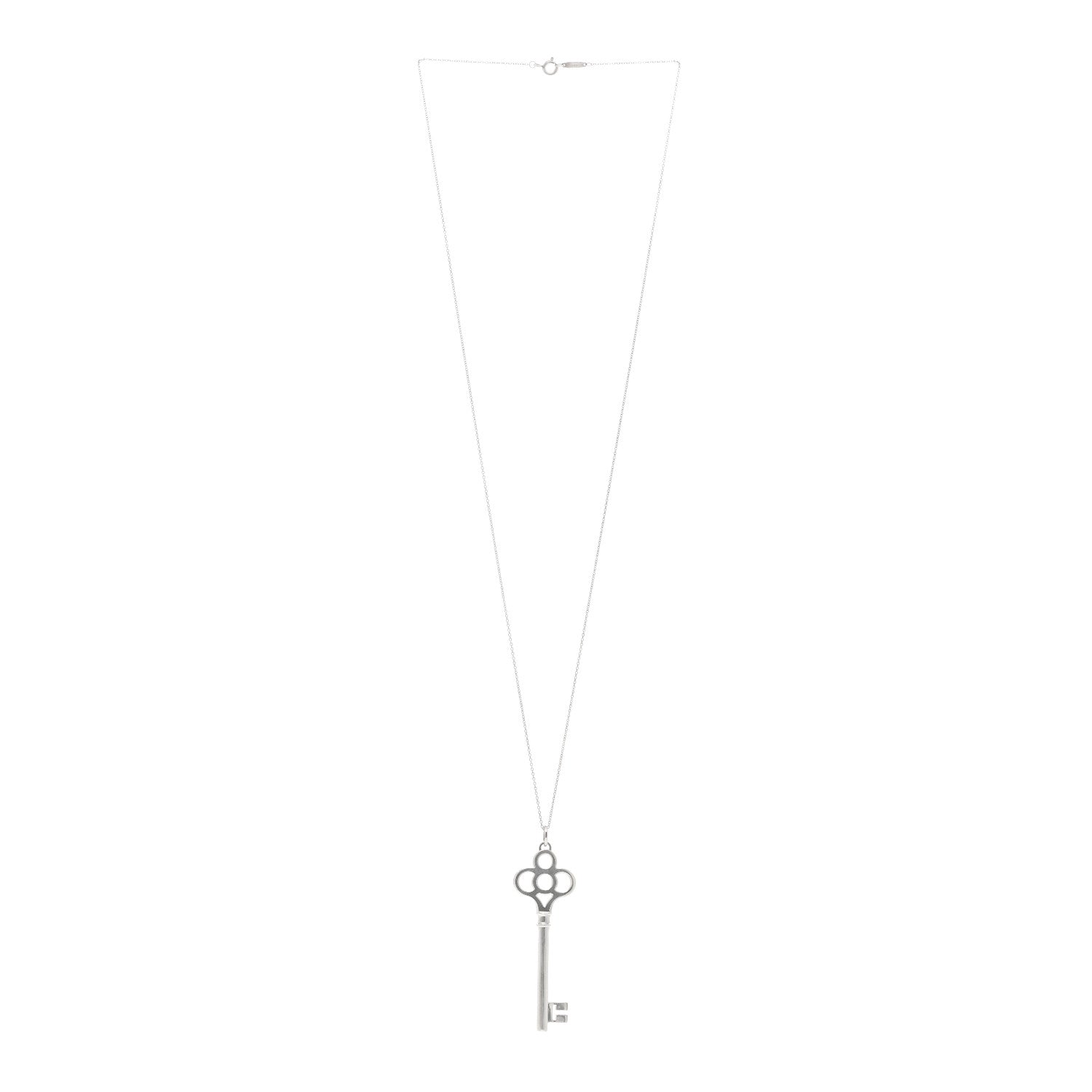 Tiffany Sterling Silver Large Crown Key Pendant Necklace 3 of 4