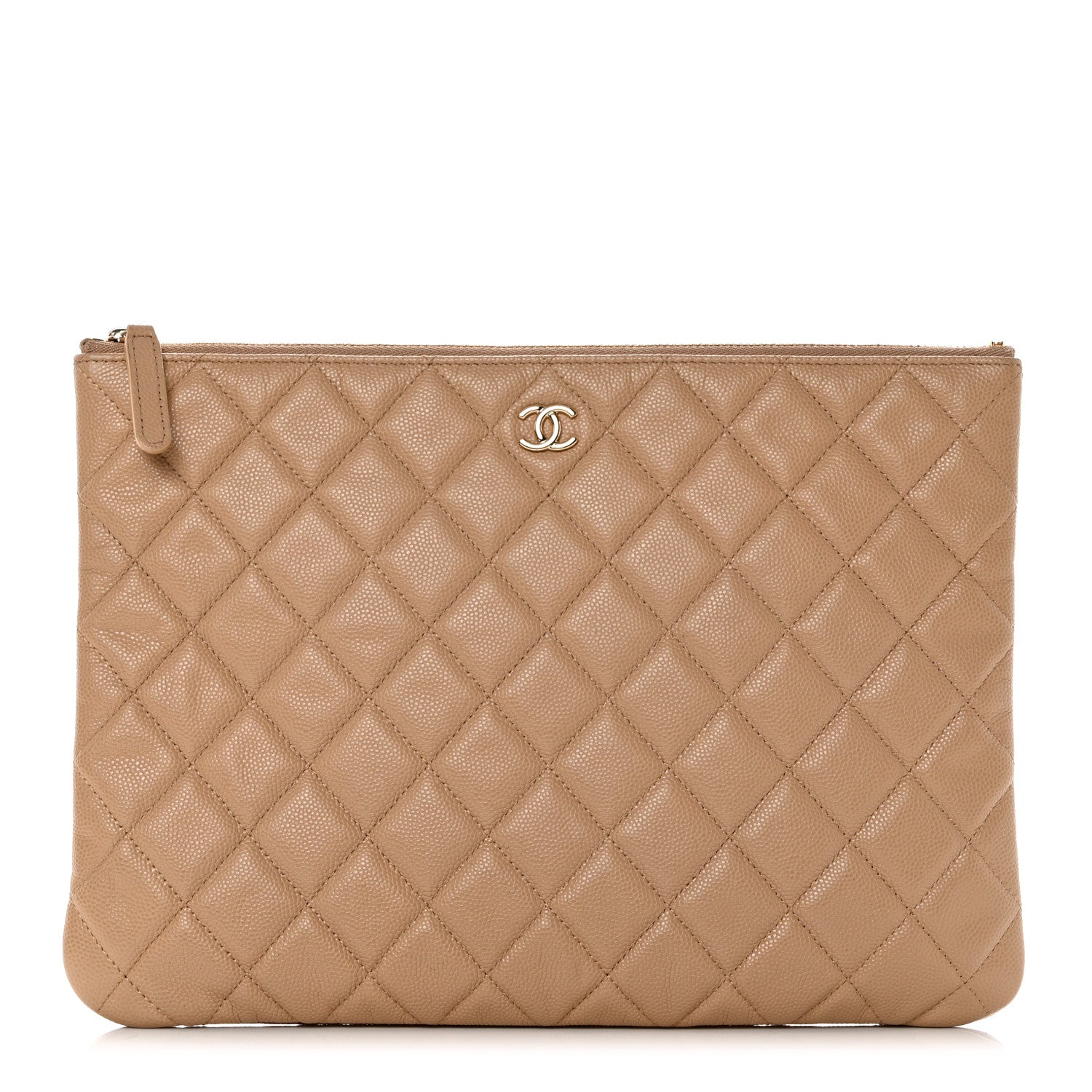 Chanel Caviar Quilted Medium Cosmetic Case Beige 1 of 8
