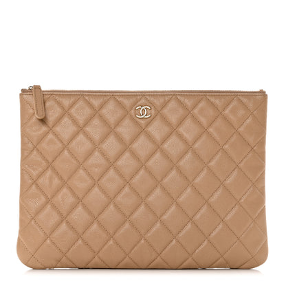 Chanel Caviar Quilted Medium Cosmetic Case Beige 1 of 8