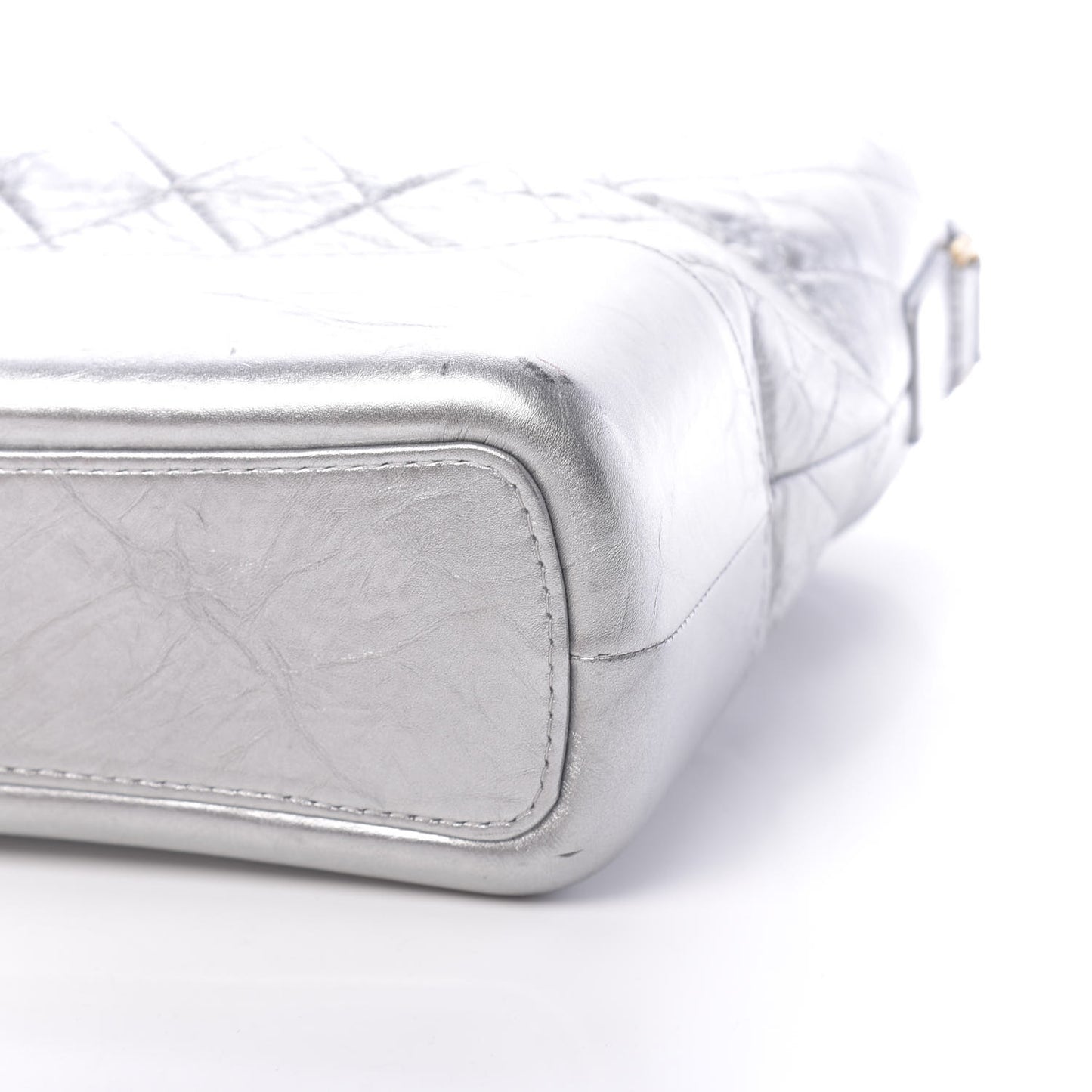 Metallic Lambskin Calfskin Quilted Medium Gabrielle Hobo Silver