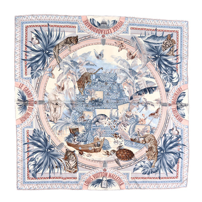 Louis Vuitton Silk Voyage Extraordinaire Square Scarf Blue Grey 1 of 3