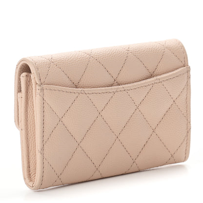 Chanel Caviar Quilted Flap Card Holder Wallet Beige 3 of 8