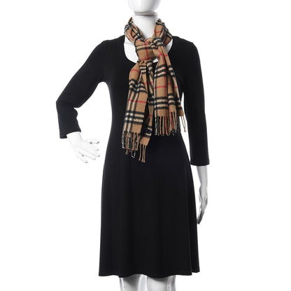 Burberry Cashmere House Check Fringe Scarf Camel 2 of 5