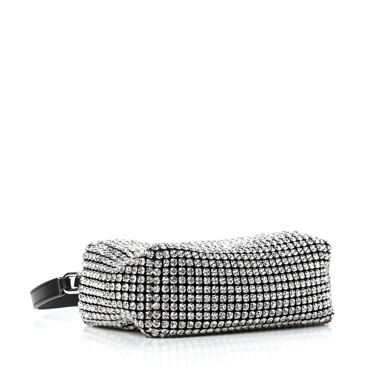Mesh Crystal Rhinestone Mini Heiress Pouch Black Silver