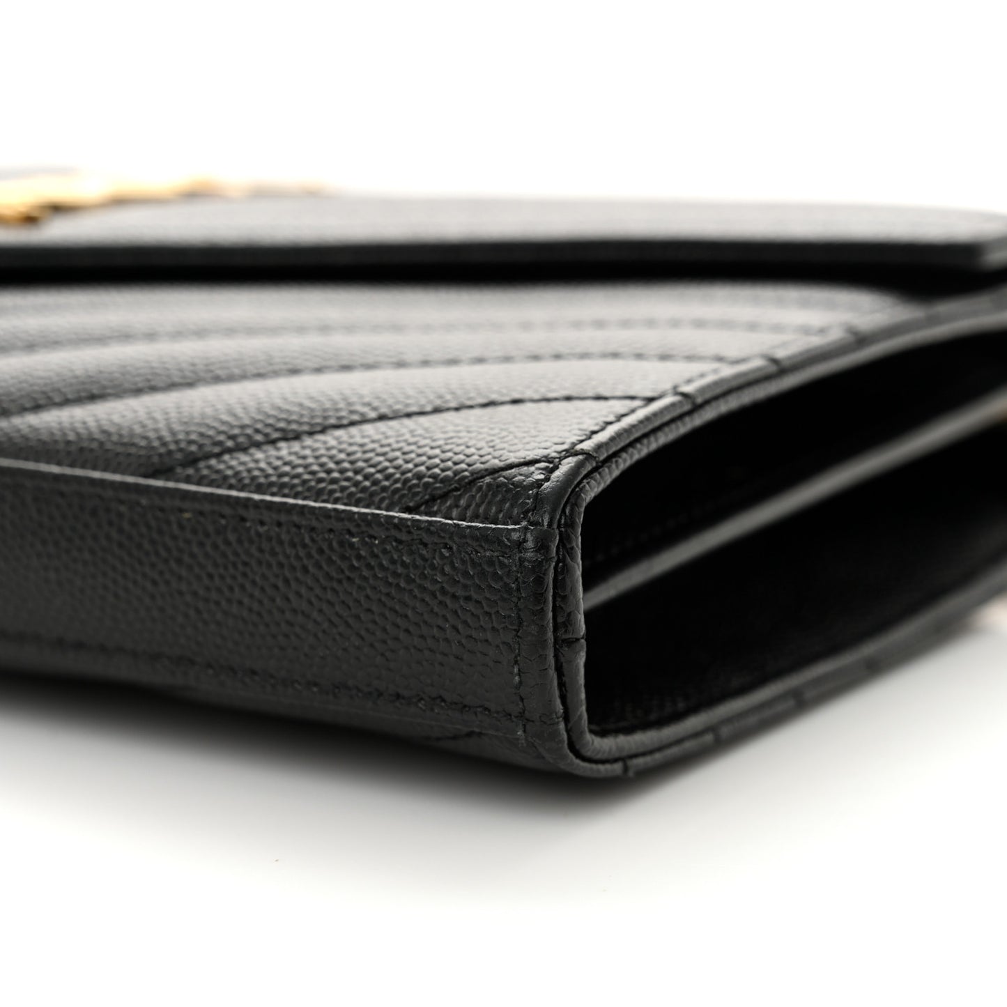 Grain De Poudre Matelasse Chevron Monogram Chain Wallet Black