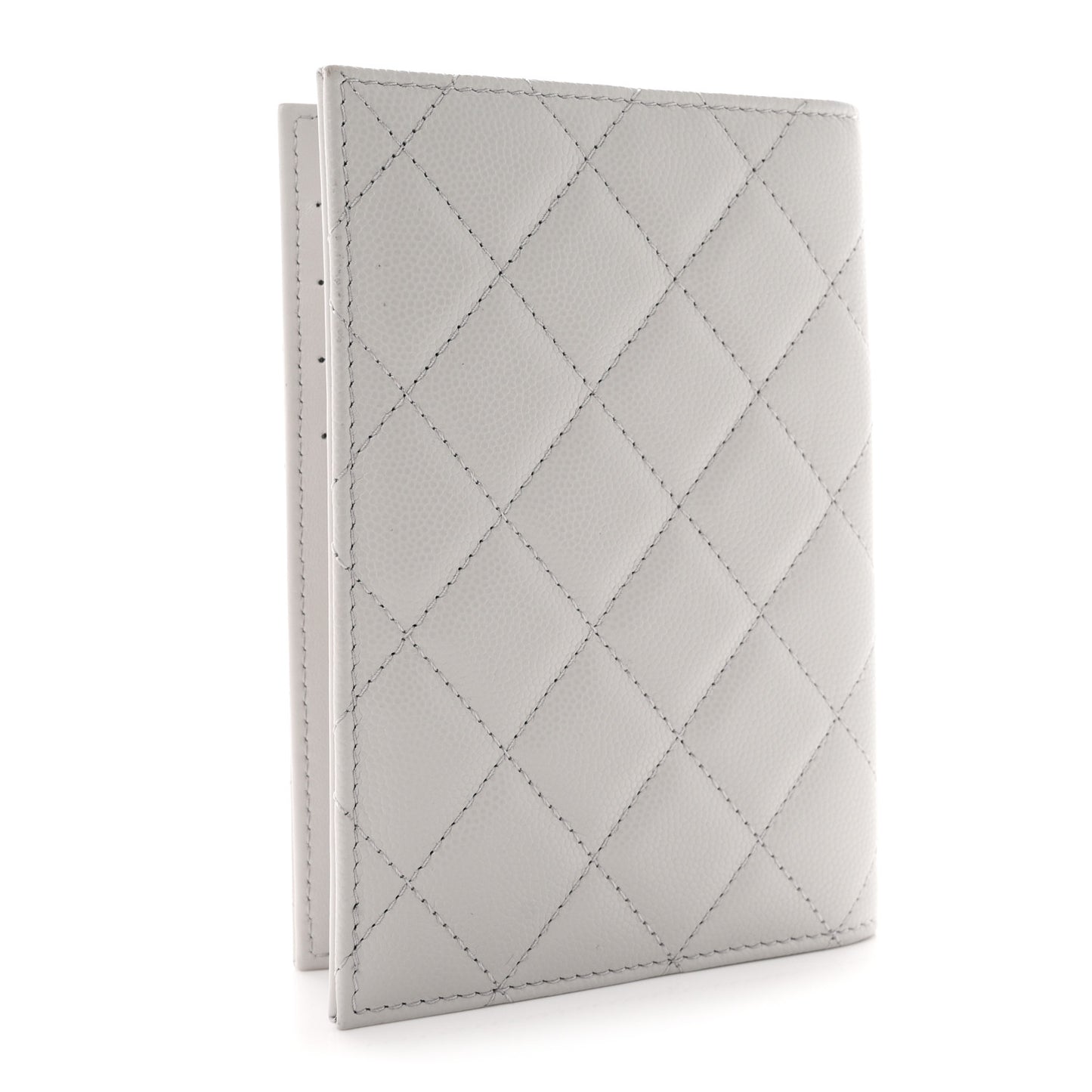 Caviar Quilted CC Passport Holder Grey