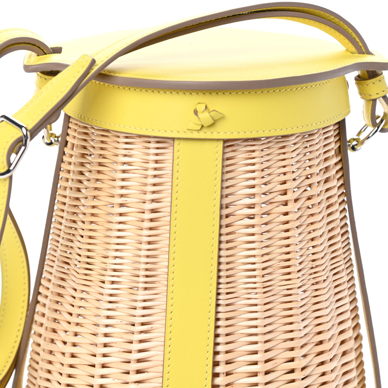 Hermes Swift Wicker Sac Farming Picnic Bag Lime Naturel 7 of 9