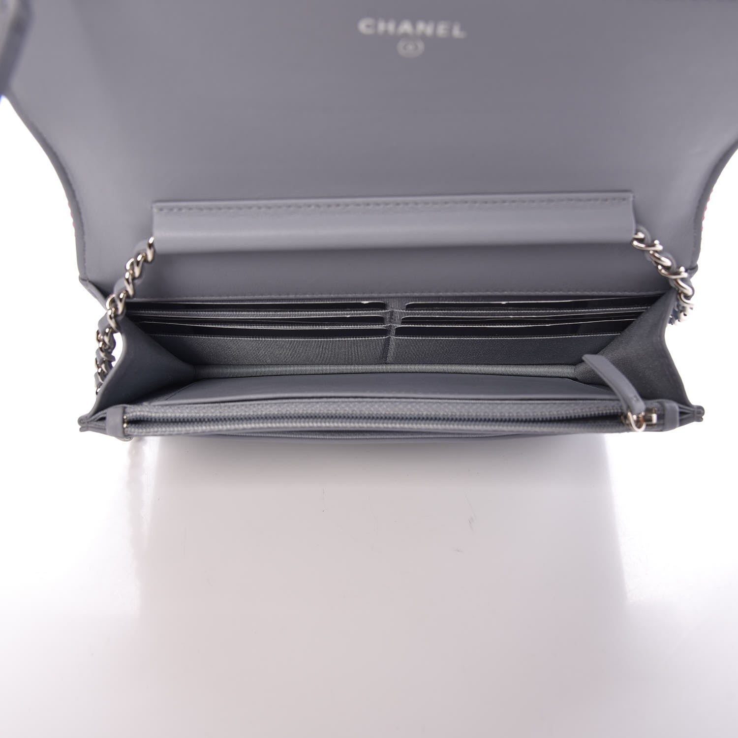 Chanel Canvas Quilted Fluo Boy Wallet On Chain WOC Dark Navy Fuchsia Grey 5 of 9