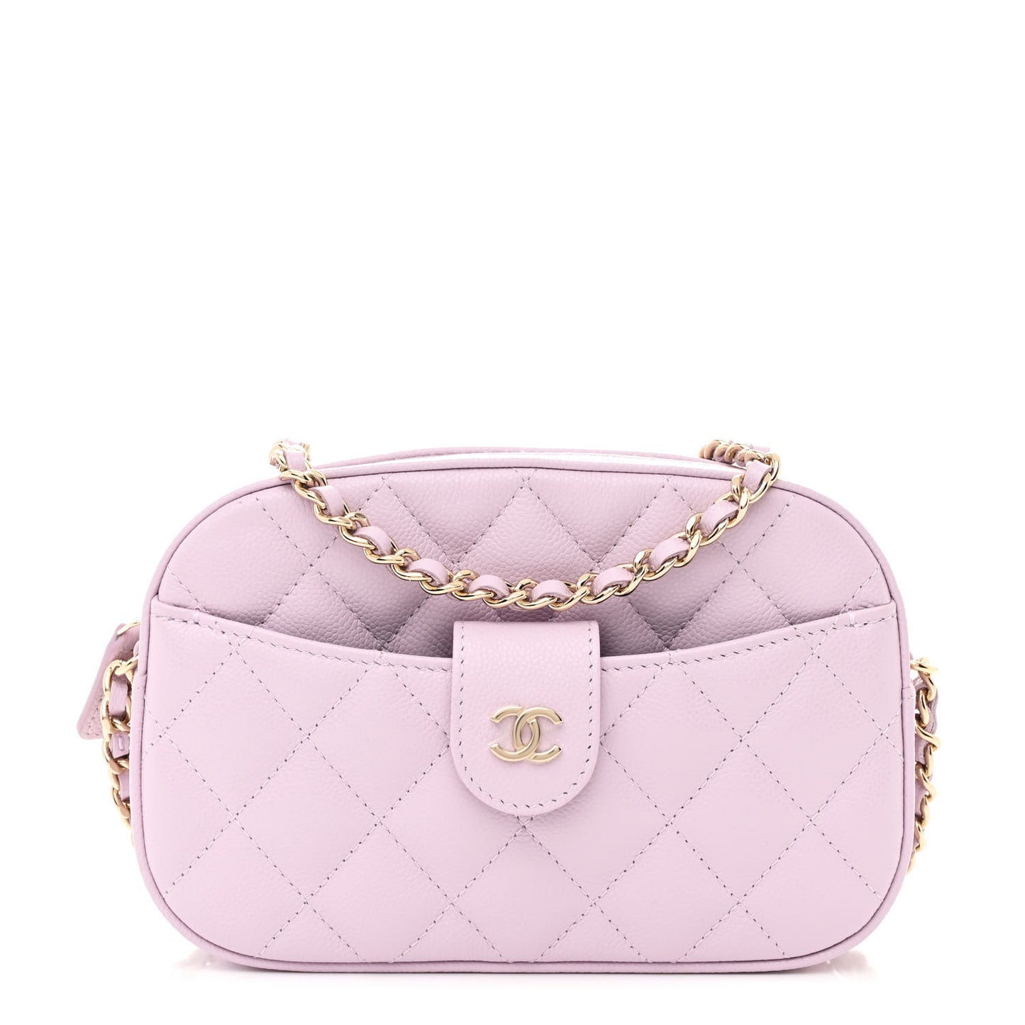 Caviar Quilted Chain Camera Bag Light Purple