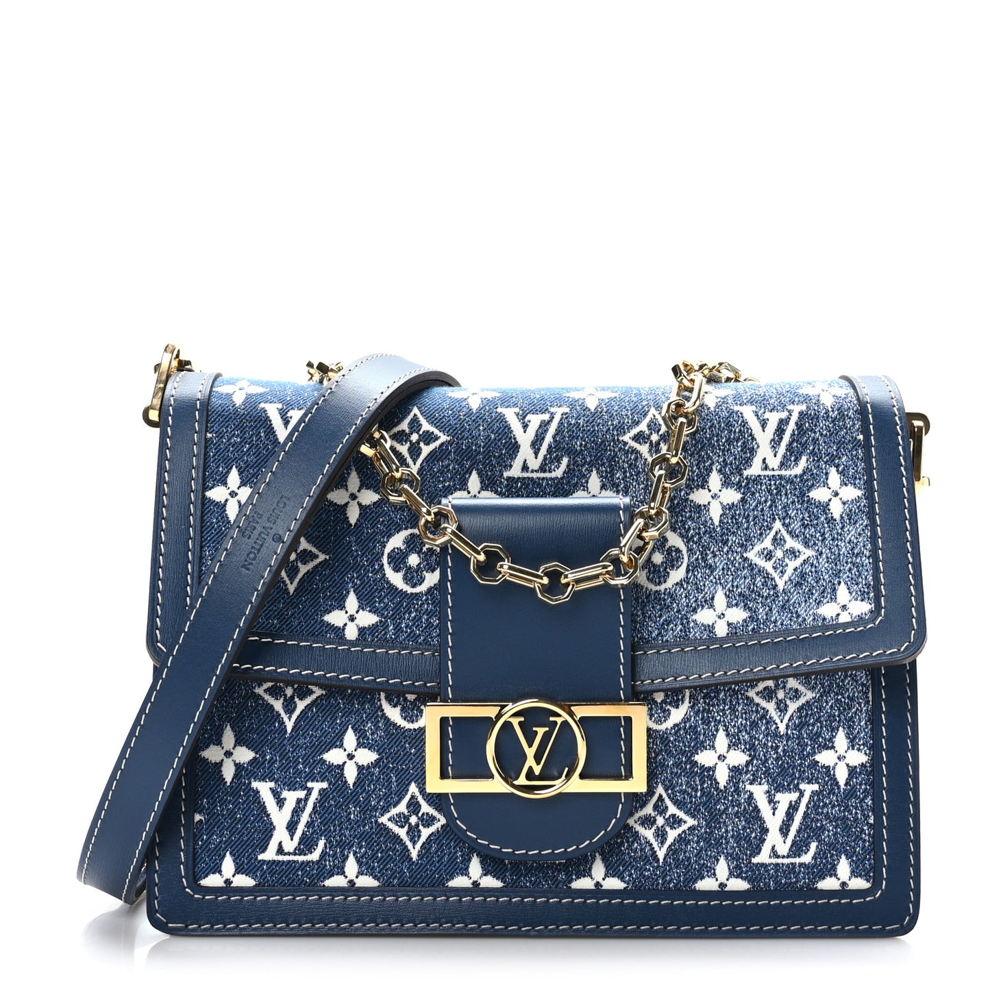Denim Monogram Jacquard Dauphine MM Bleu