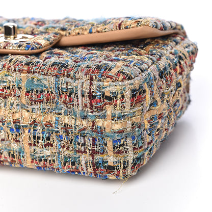 Chanel Tweed Quilted Mini Rectangular Flap Gold Blue 9 of 10