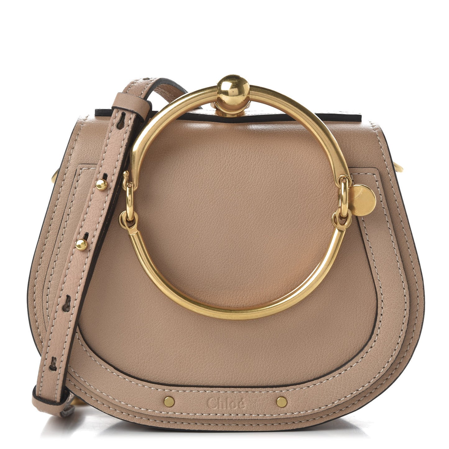 Calfskin Suede Small Nile Bracelet Bag Biscotti Beige