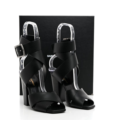 Saint Laurent Calfskin Oak 100 Mule Sandals 37 Black 9 of 9