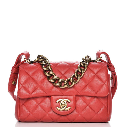 Chanel Shiny Sheepskin Quilted Mini Trapezio Flap Red 1 of 8