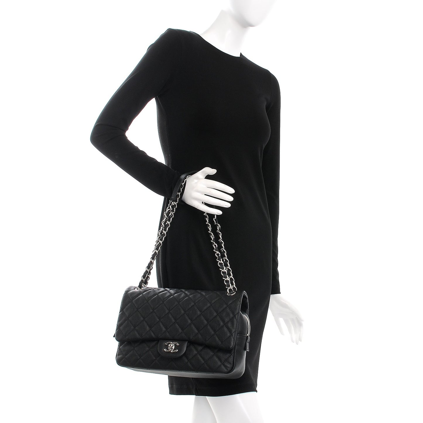 Caviar Quilted Jumbo Easy Flap Black