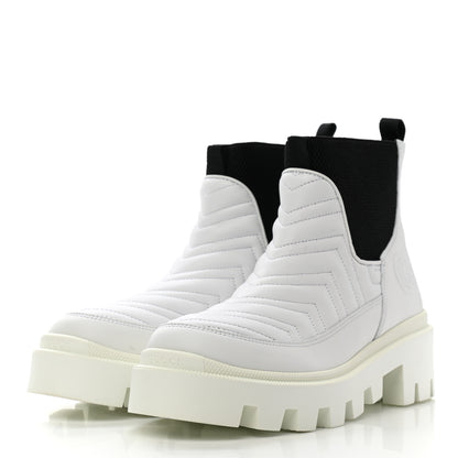 Gucci Calfskin Nappa Matelasse Frances Chelsea Boots 38 Great White Black 3 of 9