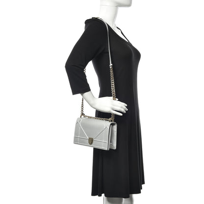 Christian Dior Metallic Grained Calfskin Small Diorama Flap Bag Silver 2 of 9