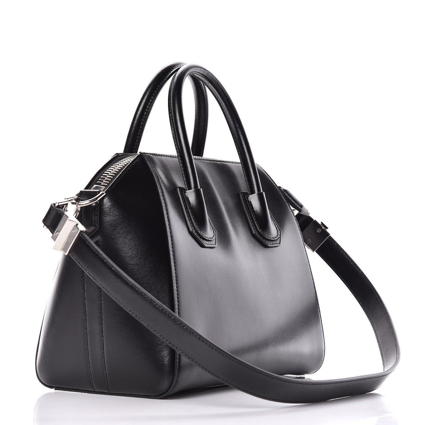 Shiny Lord Calfskin Small Antigona Black