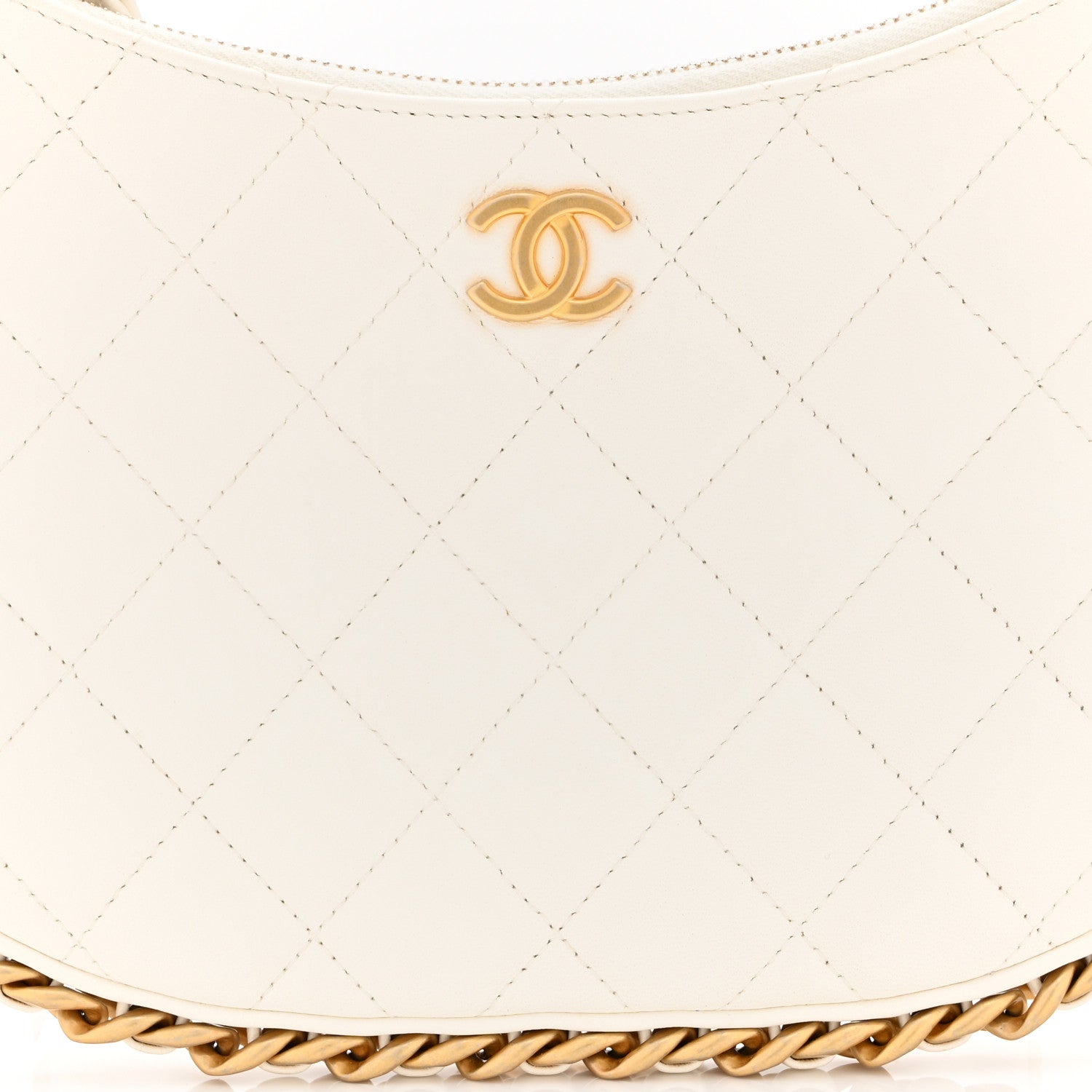 Chanel Shiny Crumpled Lambskin Quilted Trendy Chain Around Hobo White 8 of 10
