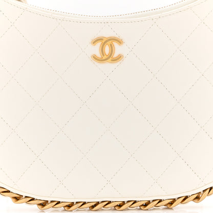 Chanel Shiny Crumpled Lambskin Quilted Trendy Chain Around Hobo White 8 of 10