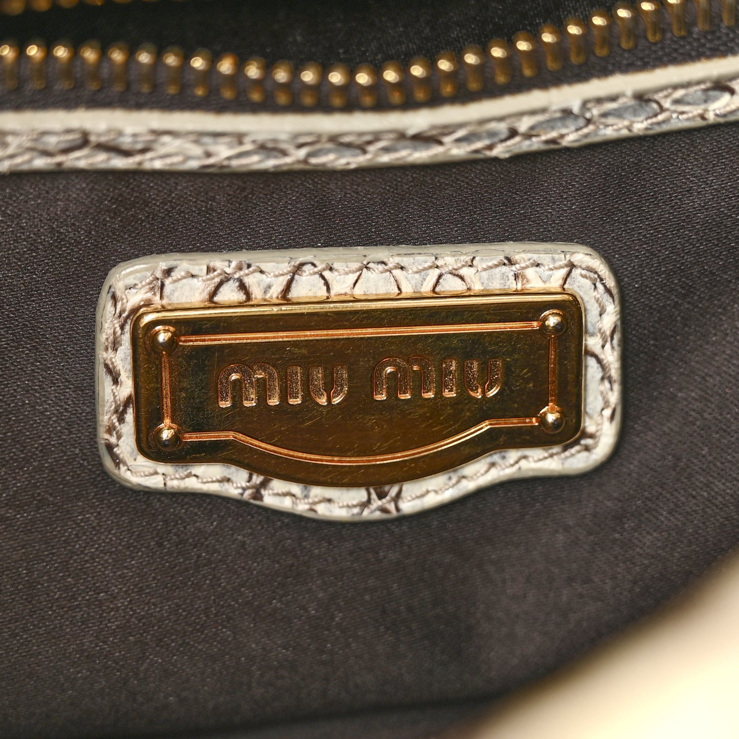 Snakeskin Small Matelasse Coffer Hobo Beige