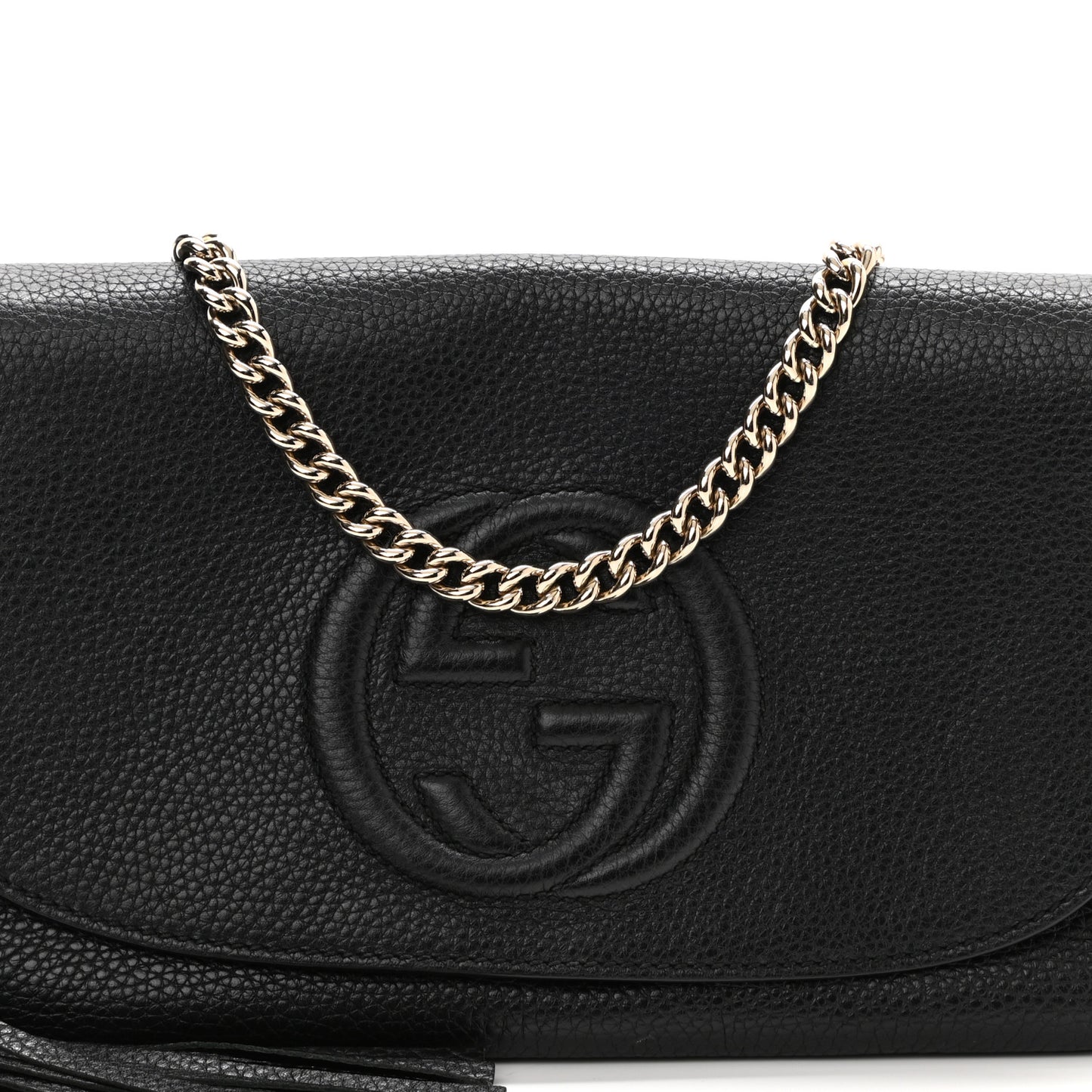 Pebbled Calfskin Medium Soho Flap Crossbody Black