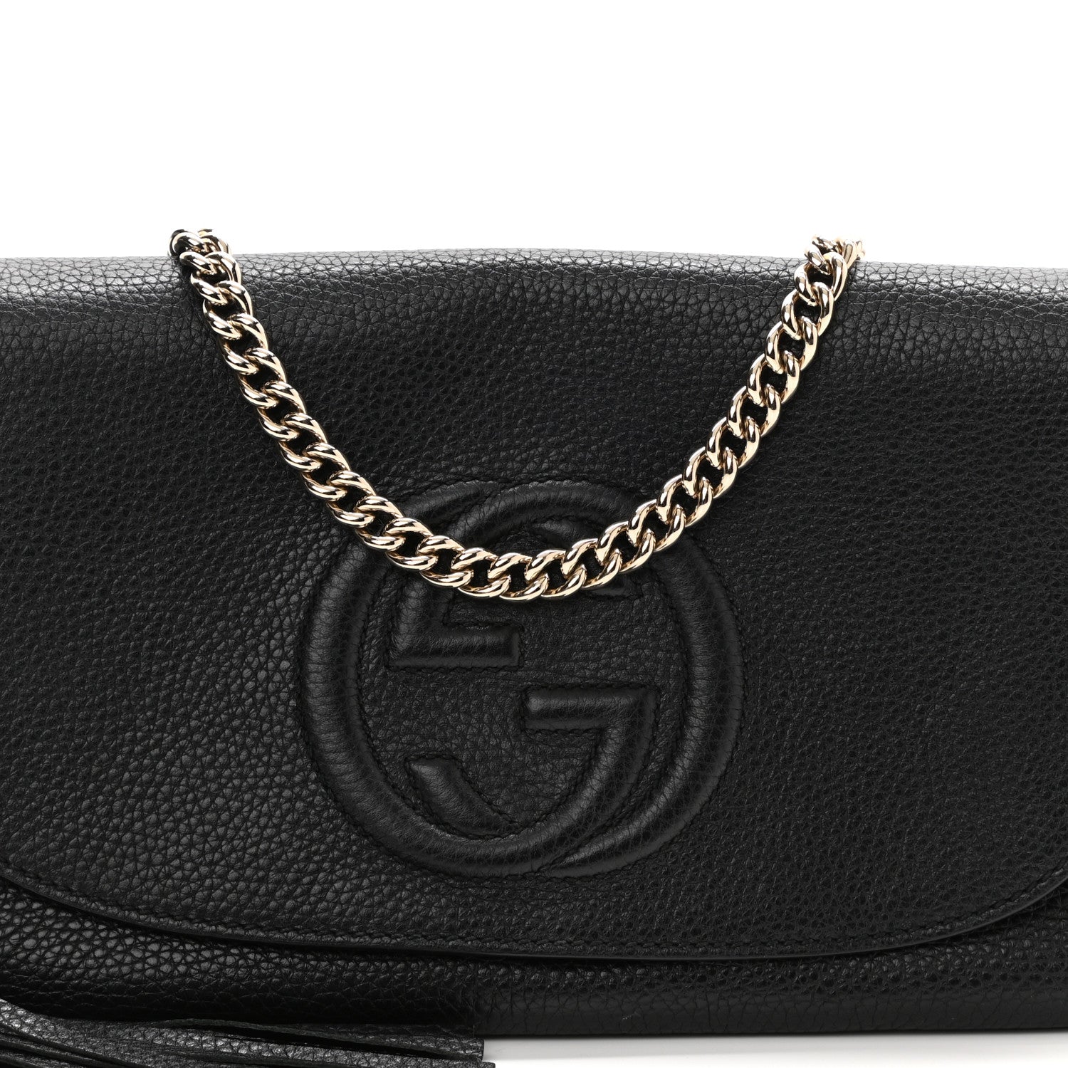 Gucci Pebbled Calfskin Medium Soho Flap Crossbody Black 9 of 11