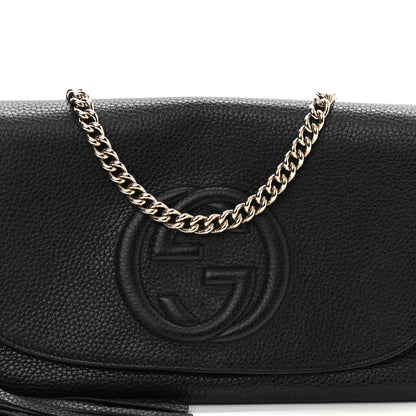 Gucci Pebbled Calfskin Medium Soho Flap Crossbody Black 9 of 11