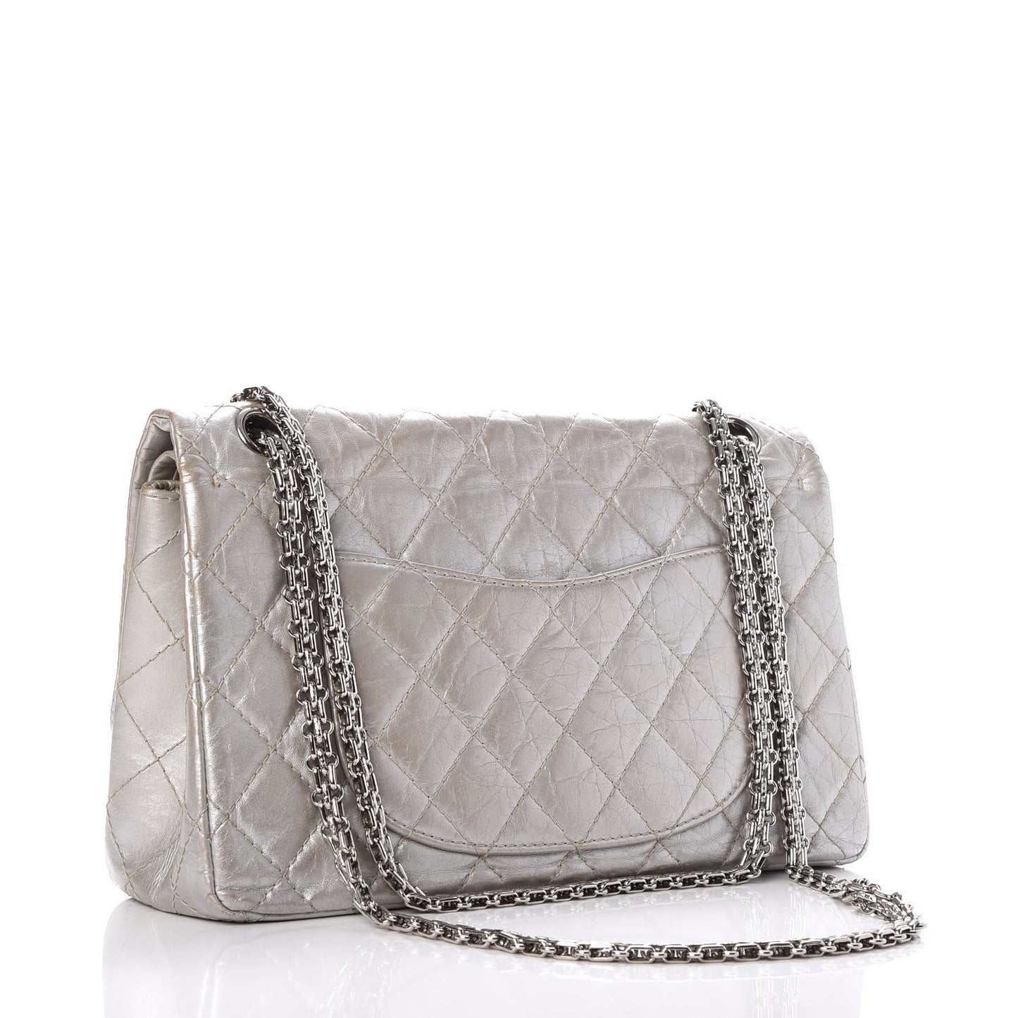 Metallic Aged Calfskin Quilted 2.55 Reissue 226 Flap Silver