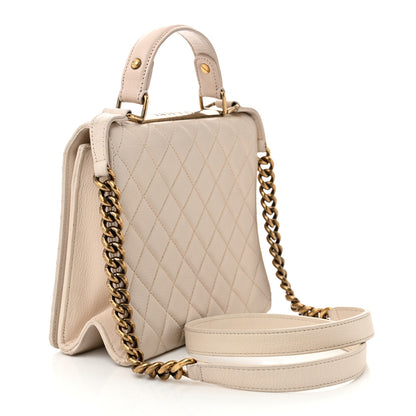 Chanel Goatskin Quilted Large Rita Top Handle Flap Beige 3 of 12