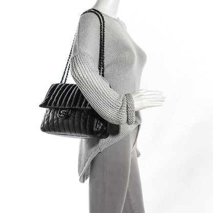 Chanel Lambskin Vertical Stitch Jumbo Single Flap Black 2 of 8