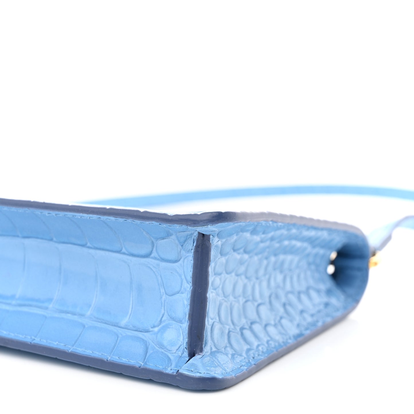 Crocodile Embossed Mini TB Shoulder Bag Blue