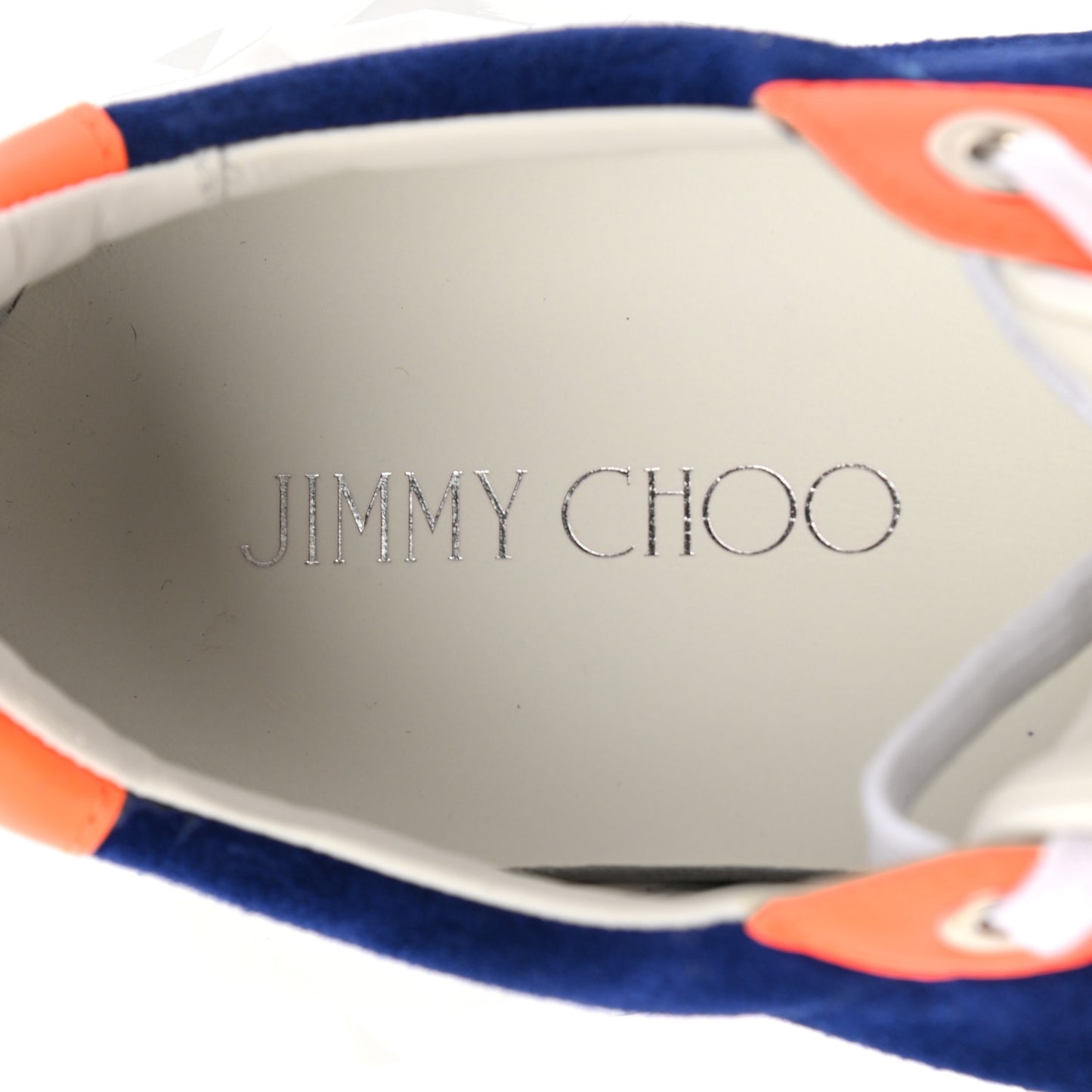 Suede Calfskin Diamond Low Top Sneaker 40 Cobalt Neon Orange