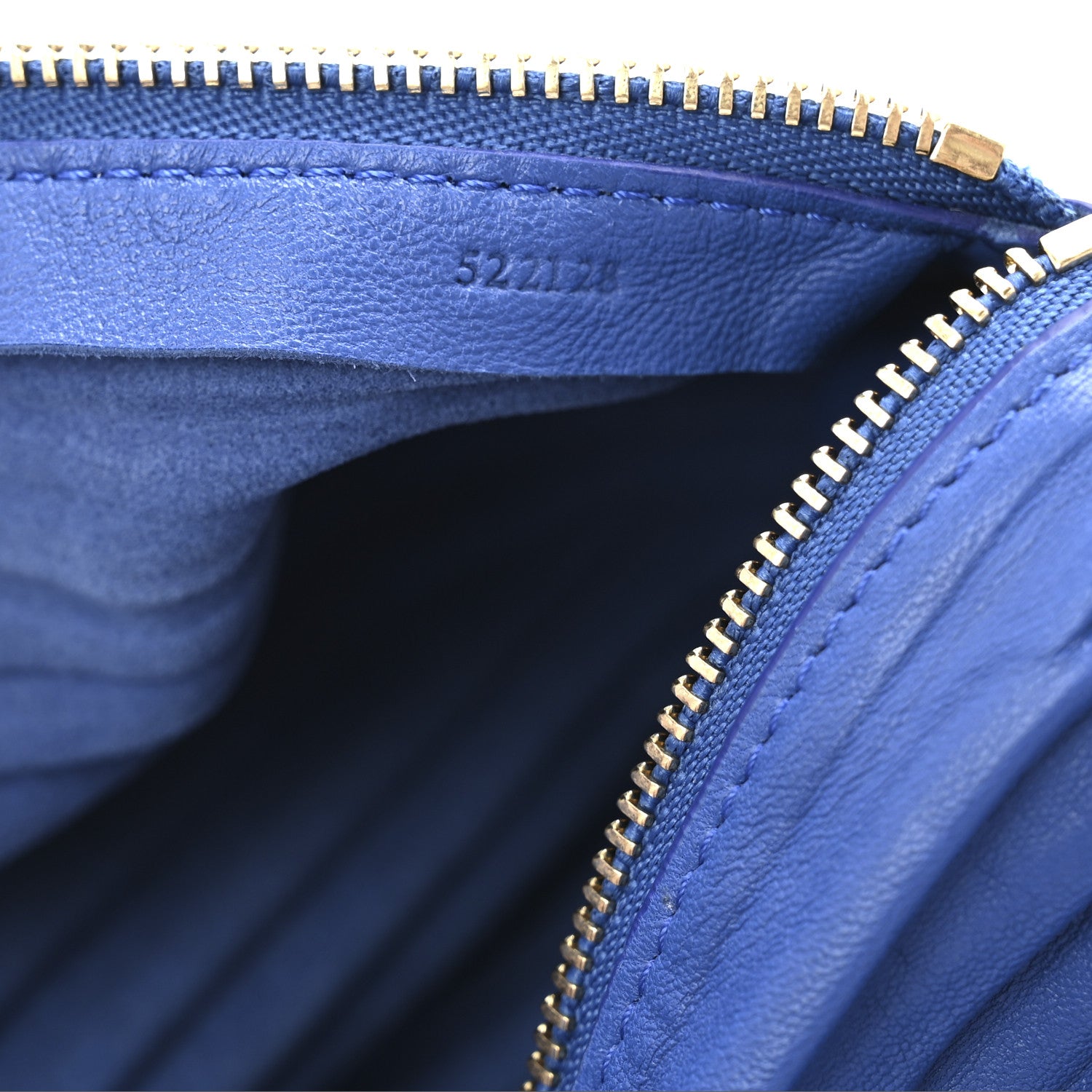 Loewe Lambskin Pleated Bracelet Pouch Shoulder Bag Royal Blue 7 of 11