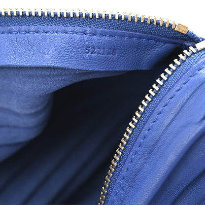 Loewe Lambskin Pleated Bracelet Pouch Shoulder Bag Royal Blue 7 of 11