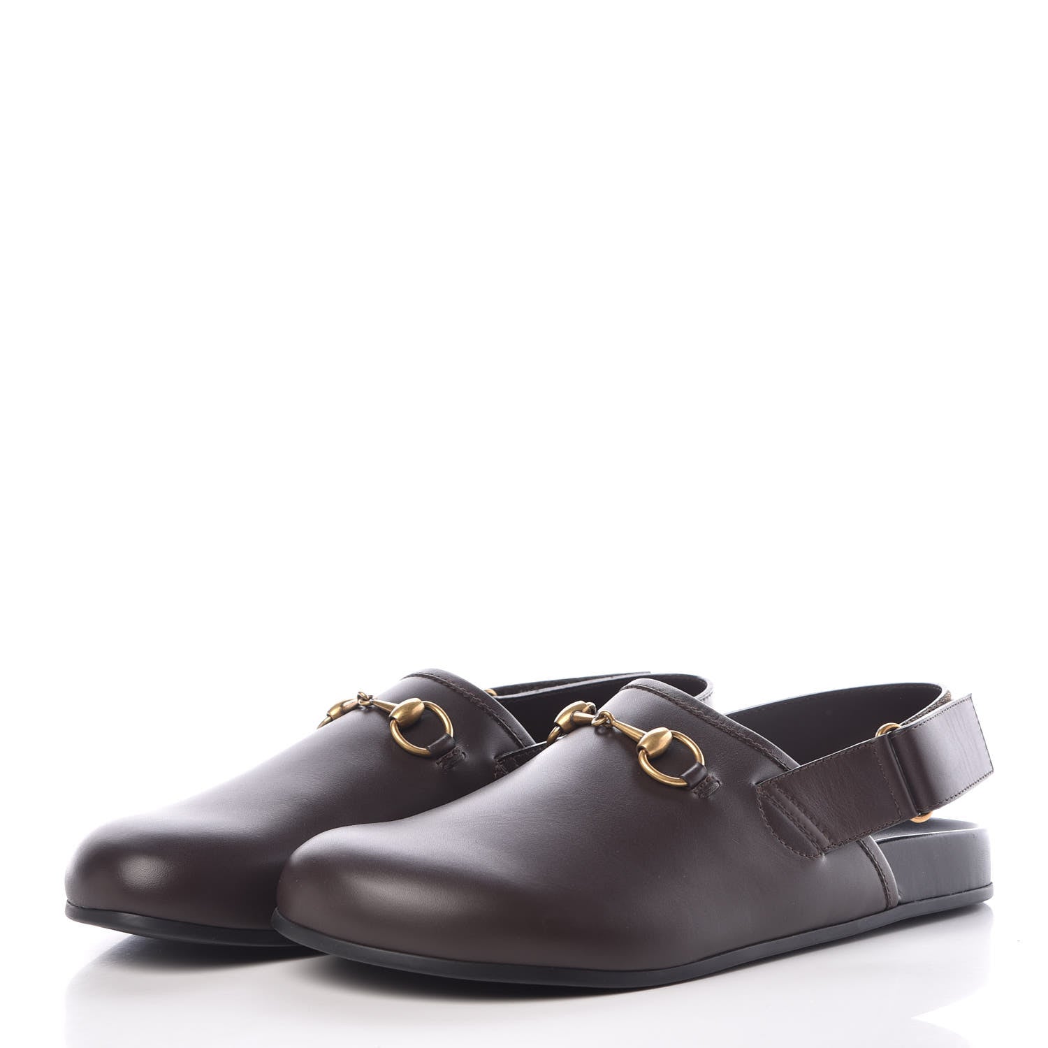 Gucci Calfskin Mens Horsebit River Slingback Slippers 9 Cocoa 3 of 9
