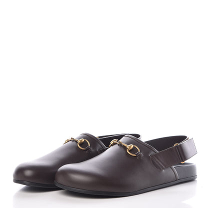 Gucci Calfskin Mens Horsebit River Slingback Slippers 9 Cocoa 3 of 9