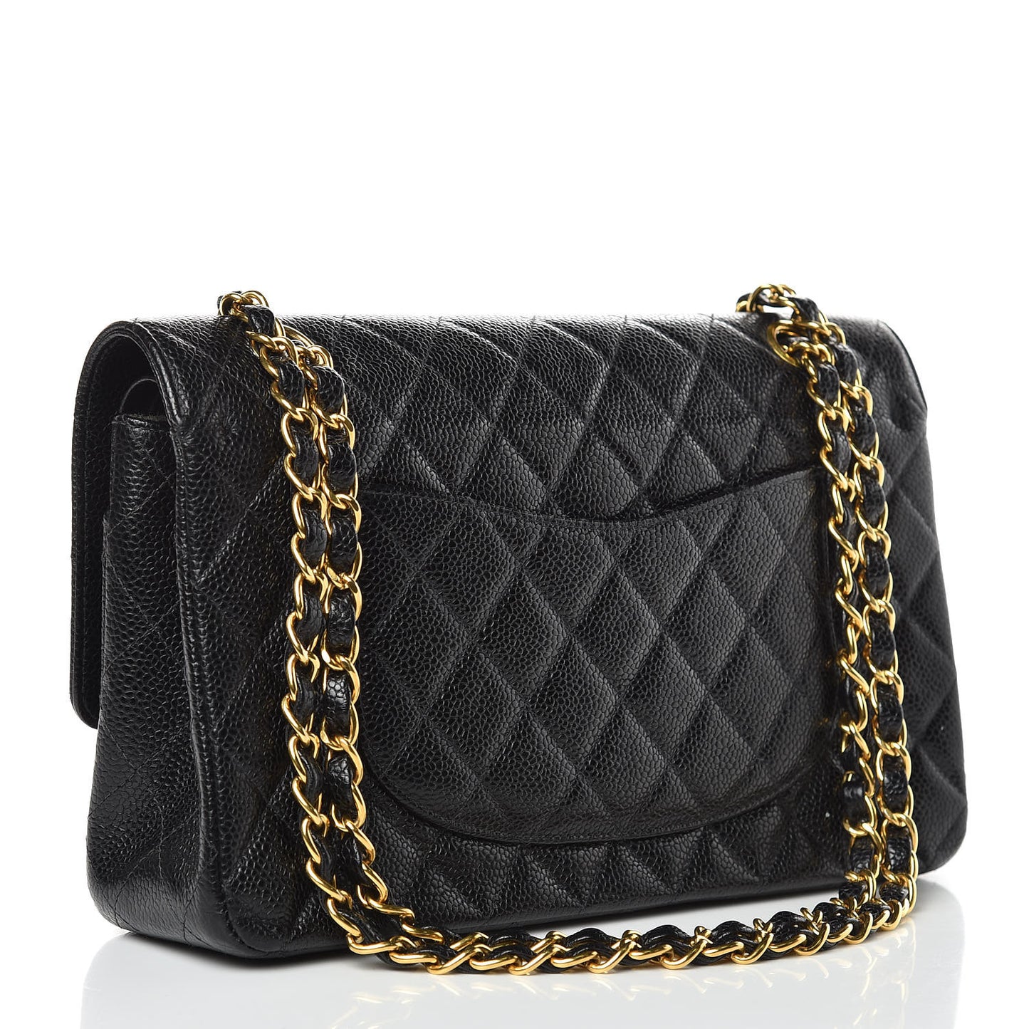 Caviar Quilted Medium Double Flap Black
