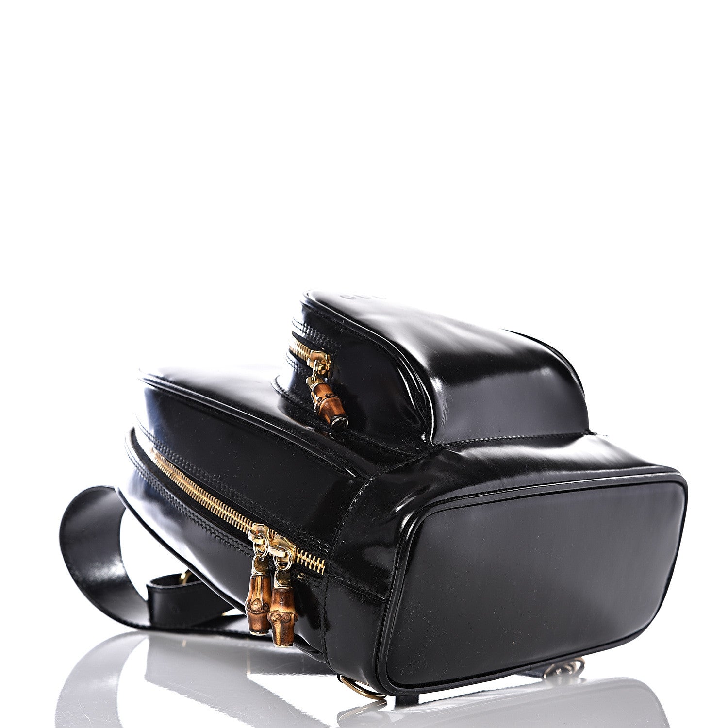 Gucci Patent Leather Bamboo Backpack Sling Black 3 of 14