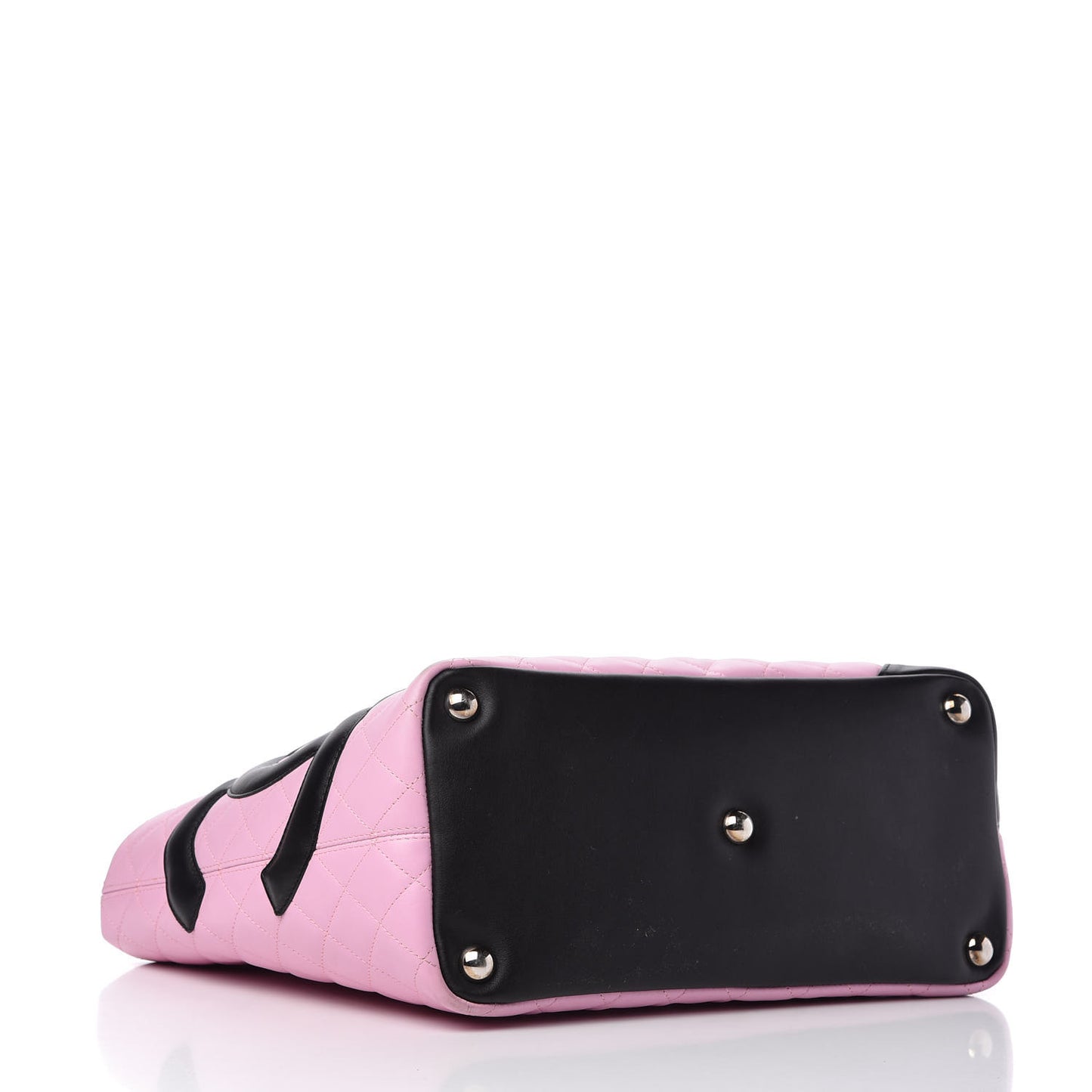 Calfskin Quilted Large Cambon Tote Pink Black