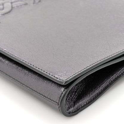 Saint Laurent Metallic Calfskin Large Belle De Jour Clutch Dark Silver 8 of 11