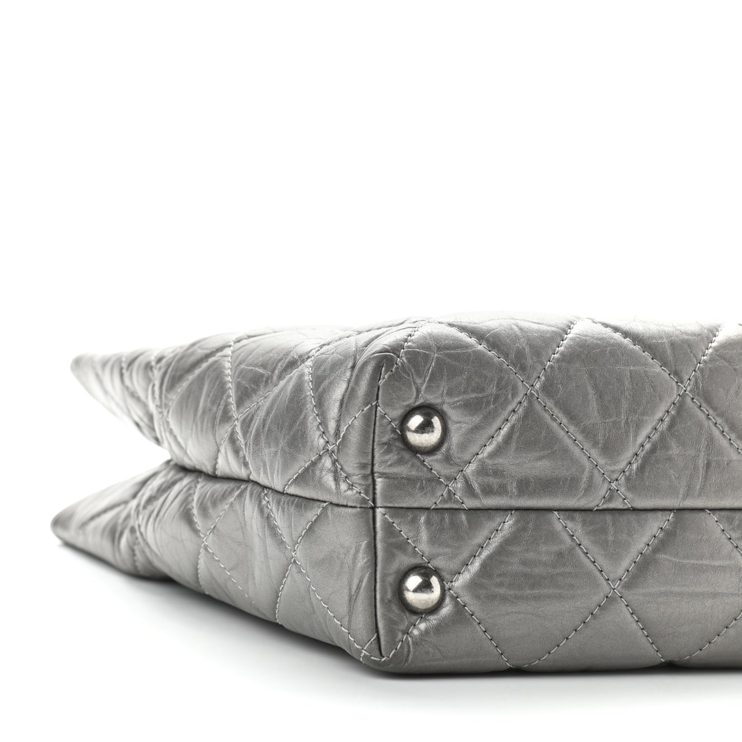 Metallic Aged Calfskin Quilted Reissue 2.55 Tote Dark Grey