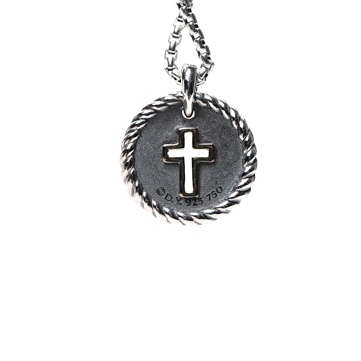 David Yurman Sterling Silver 18K Yellow Gold Diamond Cable Collectibles Cross Charm Pendant Necklace 4 of 5