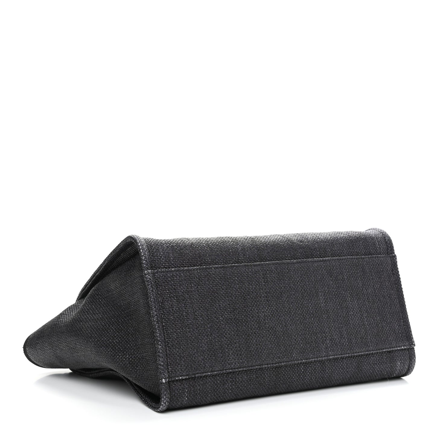 Woven Straw Raffia Medium Deauville Tote Black