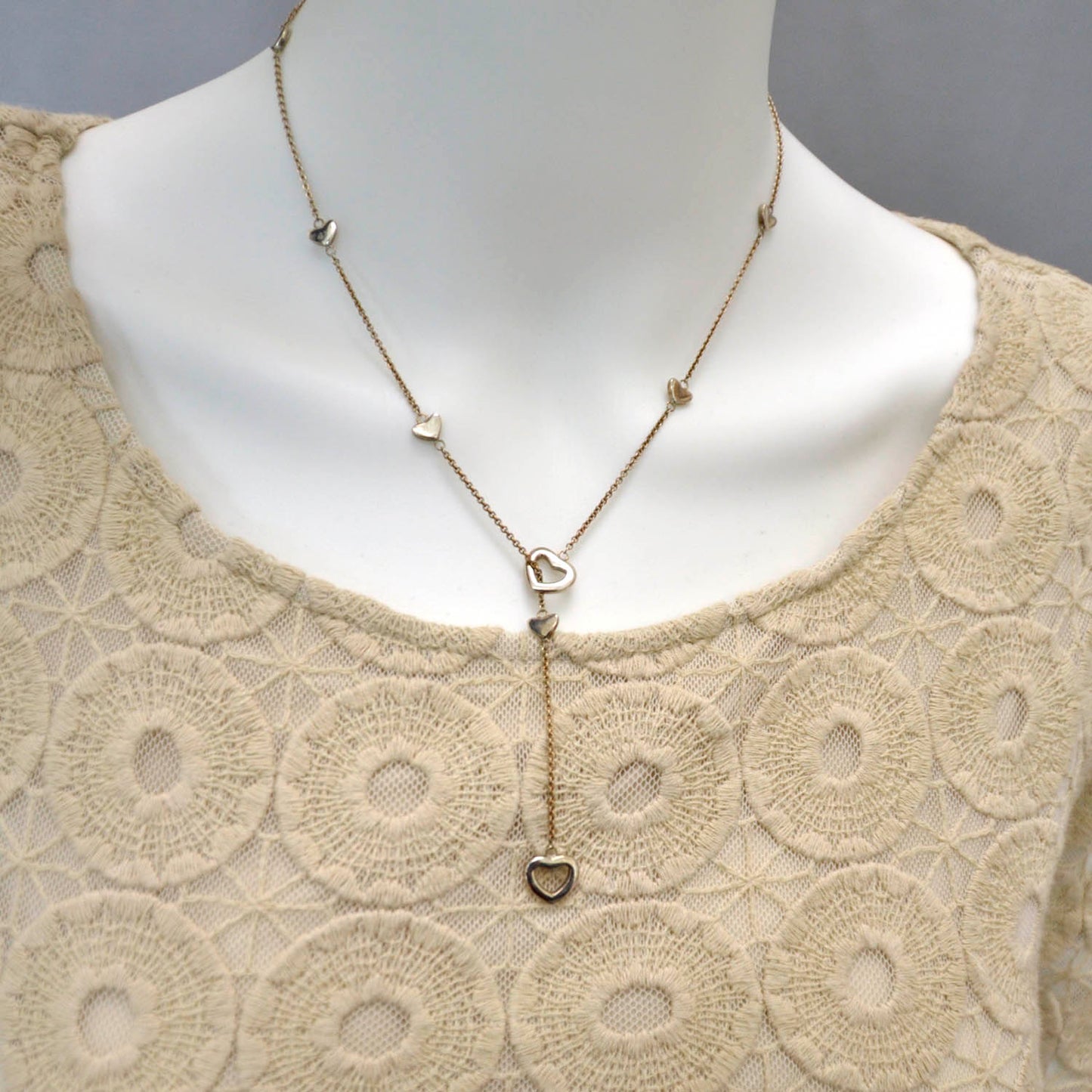 Sterling Silver Heart Lariat Necklace