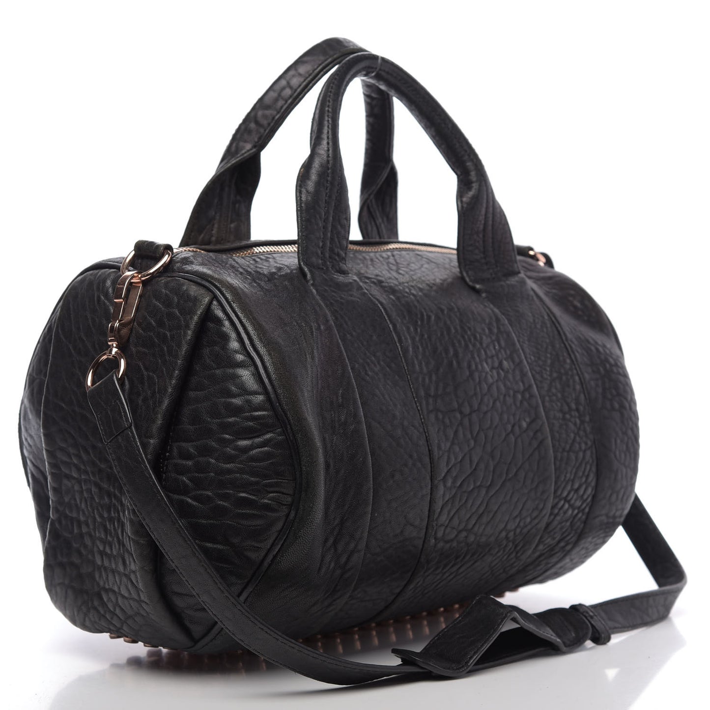 Pebbled Lambskin Rocco Black Rose Gold Hardware