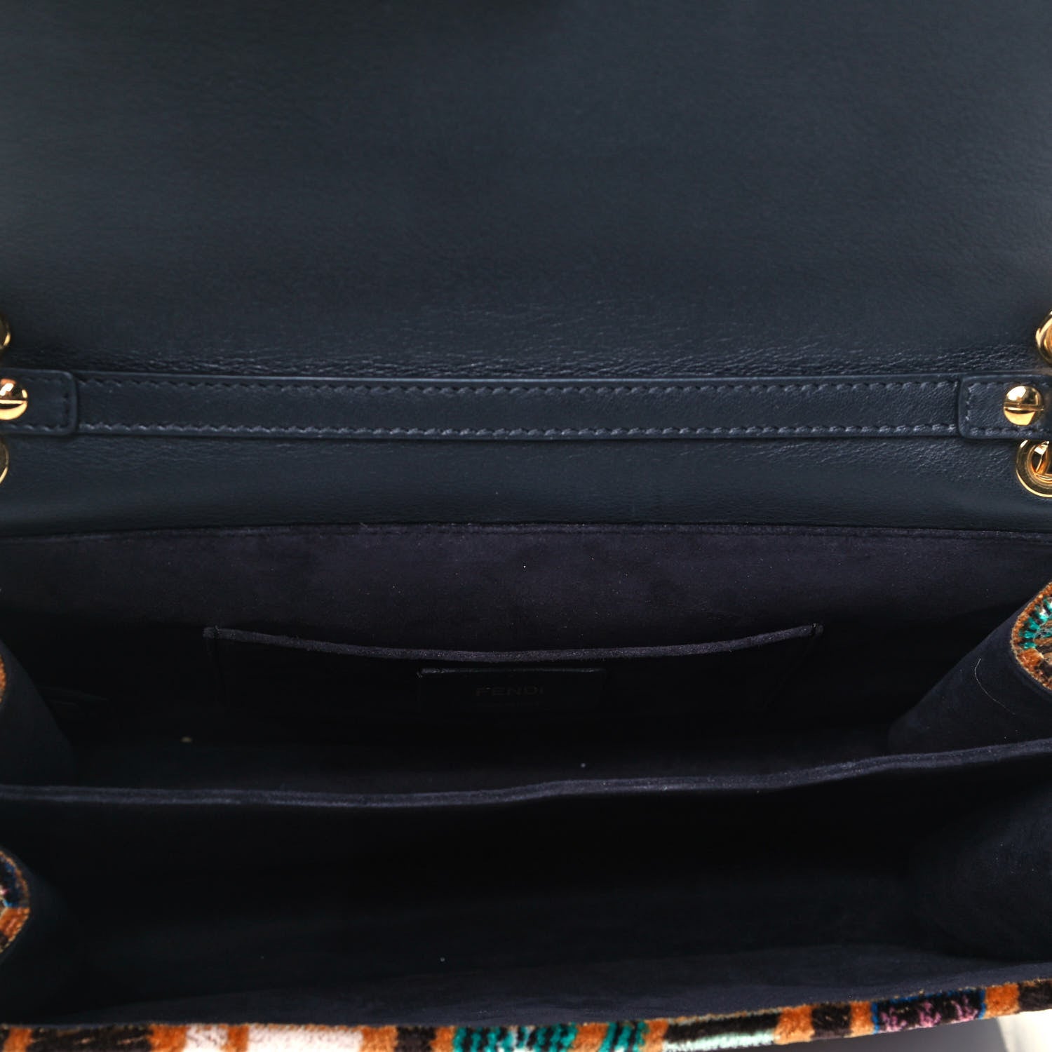 Fendi Velvet Vitello Dolce Fun Fair Kan I Shoulder Bag Tobacco Multicolor Black 14 of 16